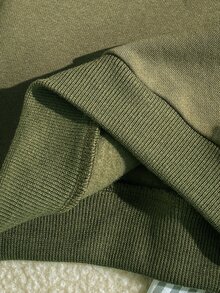 Souflis 法式風格男嬰 0-3 歲 2 件組軍綠色運動衫套裝，圓領保暖運動衫配熊圖案與條紋長褲，適合戶外玩耍、上學等多種場合 - 軍綠色 - 查看 7