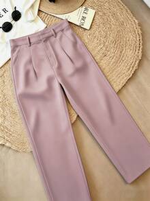 Resyla Women's Casual Commuter Outdoor Office Solid Color Pants Without Belt - Multicolor - View 6