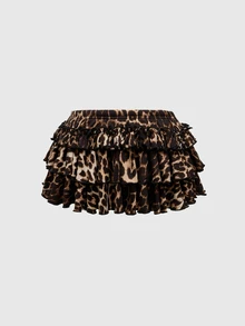 ROMWE J-Fashion Vintage Y2K Gyaru Leopard Print High Waist Mini Skirt For Women - Multicolor - View 2