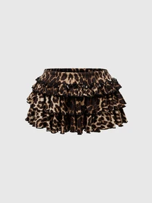 ROMWE J-Fashion Vintage Y2K Gyaru Leopard Print High Waist Mini Skirt For Women - Multicolor - View 1