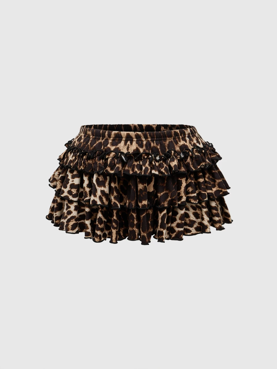 ROMWE J-Fashion Vintage Y2K Gyaru Leopard Print High Waist Mini Skirt For Women - Multicolor - View 1