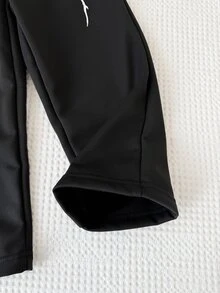 SHEIN 兒童小男孩時尚高街寬鬆寬腿長褲，雙腰設計，舒適面料，百搭配色，適合學校與日常穿搭，適合秋冬季節，秋季穿搭，秋季長褲 - 黑色 - 查看 8