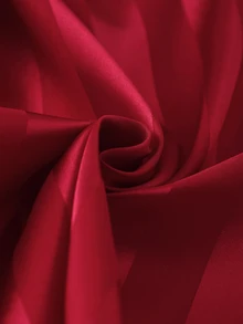 女童甜美可愛休閒日常梭織緞面仿絲綢布料簡約酒紅提花條紋拼接荷葉邊白色蝴蝶結刺繡開襟翻領長袖上衣與長褲睡衣家居服套裝 2件組 - 酒紅色 - 查看 10