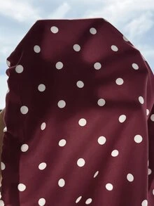 Solflare Polka Dot Print Hooded Casual Plus Size Jacket Autumn Fall - Burgundy - View 3