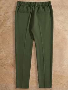 HIMLAND Men's Casual Versatile Solid Color Dress Pants - Dark Green - View 2