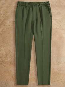 HIMLAND Men's Casual Versatile Solid Color Dress Pants - Dark Green - View 1