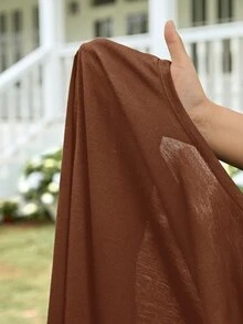 EMERY ROSE Women's Solid Color Casual Lightweight Cardigan In Autumn Everyday Travel Shades Of Brown Travel Everyday Travel Everyday - Brown - View 7