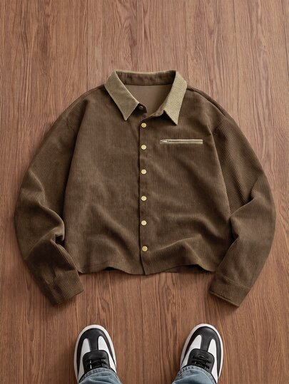 EASEVO Chemise-veste pour homme grande taille à blocs de couleurs, col à revers, manches longues, simple boutonnage, Halloween, hiver, fête, automne
