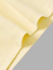 SHEIN MOD Setelan 2 Potong Wanita: Atasan Tank Top Berkerut Silang dan Rok Midi Pinggang Elastis - Kuning muda - View 8
