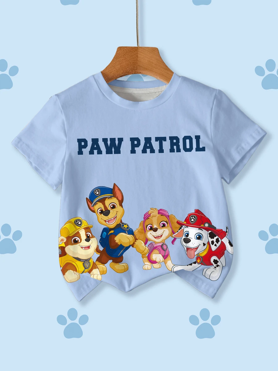 SHEIN | PAW Patrol Young Boy Letter Cartoon Print Casual Daily Short Sleeve T-Shirt - White - View 1