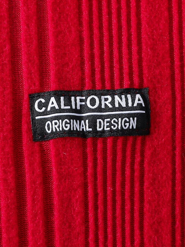 SHEIN Newborn Ribbed Knit Long Sleeve Romper With Hat Set, Red Autumn Cute Babygirl Family Matching Outfit, Infant Boy Gown, Photography Round Neck - Burgundy - View 9