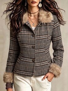 Yalmera Fall Clothes FOR WomenLady's Elegant Collar Fashion Winter Woolen Fabric - Brown - View 7