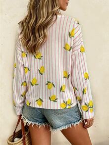 RIVANDRE Women's Striped Colorblock Long Sleeve V-Neck Knit Top - Multicolor - View 2