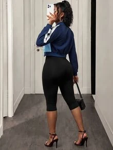 BamGleam Women's Athleisure Autumn Contrast Color Block Zip-Up Short Jacket, Fashion & Versatile Day Y2k - Blue - View 3