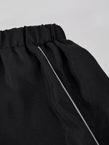 SHEIN 青少年女孩 2件組 短袖圓領黑色夏季街頭風寬鬆 Y2K 度假休閒 T恤與長褲套裝 白色星星印花 六年級正式款 - 黑色 - 查看 7