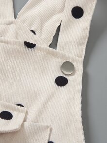 青少年女孩抓絨秋季服飾 燈芯絨吊帶褲 全季新款 杏色 前口袋設計 黑色蝴蝶結裝飾 秋冬款 - 白色 - 查看 8
