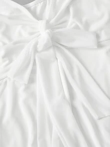 SHEIN MOD 大尺碼紅色情人節網紗細肩帶背心，蝴蝶結肩帶 - 白色 - 查看 6
