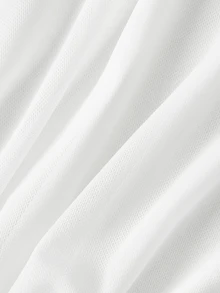 SHEIN MOD 大尺碼紅色情人節網紗細肩帶背心，蝴蝶結肩帶 - 白色 - 查看 7