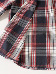 SHEIN Casuvi Kids 1件男童秋冬保暖內裡加厚休閒可愛學院風格紋連帽套頭針織衫，舒適面料，返校季海軍藍 - 彩色 - 查看 6
