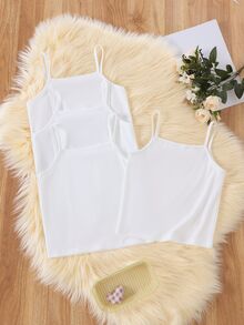 4pcs Young Girl Elegant Baby Lace Collar Insert Bow Decor Cami Tank Top Underwear Set, Suitable For Outerwear Back To School Fashion Winter White - White - View 2