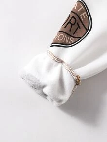 SHEIN Explorewe Teen Boy Fashion Casual Streetwear Baggy Contrast Color Patchwork Letter Print Jacket Autumn Sixth Form Party - Coffee Brown - View 8