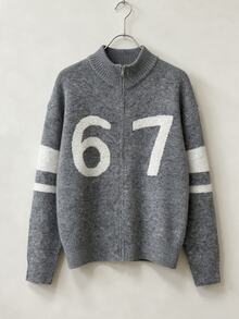 NEOSTRIT Men's Number Pattern Casual Zip-Up Digital Design Cardigan , Goth - Grey - View 3