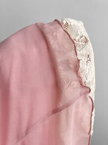 Elamini Women's Summer Casual Sweet Fashion Daily Outing Party Mesh Patchwork Contrast Color Lace Bow Decor Multi-Tier Ruffle Hem A-Line Slip Dress - Pink - View 6
