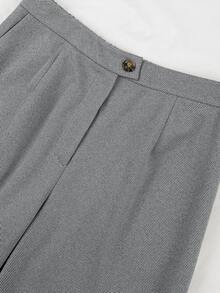 Franclia Plus Size Women's Fashion Minimalist Casual Commuter Grey Slim Fit Long Trousers, Autumn/Winter Office Formal - Dark Grey - View 3