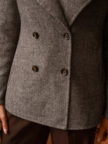 MOTF PREMIUM WOMEN'S AUTUMN/WINTER LARGE LAPEL DOUBLE-BREASTED OPEN FRONT OVERCOAT - Coffee Brown - View 2