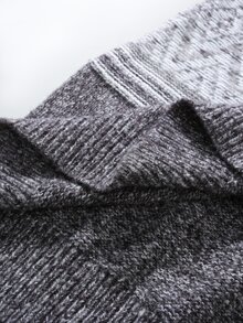 Manfinity CasualKnits 男士深灰色圖案長袖圓領針織衫 老錢風 假日度假 秋季 親子套裝 復古休閒 適合批發採購 - 淺灰色 - 查看 3