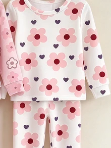 4PCS Young Girls Pajamas - Pink - View 4