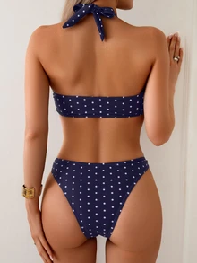 Swim Basics 女士热带波点印花比基尼两件套，休闲度假 - 彩色 - 查看 2