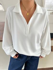 Dazy Plus Solid Color Casual Loose Korean Style Spring/Autumn New White Sweatshirt - White - View 5