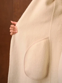 MOTF PREMIUM WOMEN'S NEW AUTUMN/WINTER LARGE LAPEL CRAFT LONG HAIR WOOL DOUBLE-SIDED FELT COAT - Beige - View 9