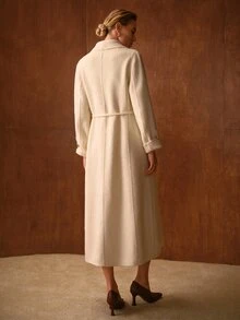 MOTF PREMIUM WOMEN'S NEW AUTUMN/WINTER LARGE LAPEL CRAFT LONG HAIR WOOL DOUBLE-SIDED FELT COAT - Beige - View 8