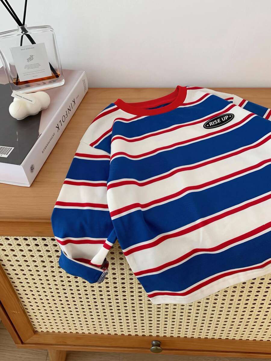 SHEIN Little Byeori 1Random Pcs KidsTweenBoy Casual T-Shirt, FallOutfit, WinterOutfit, Suitable For Spring/Summer/Fall/Winter, School, Family Gathering,