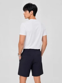 TekDrob Relaxed Bermuda With Elastic Waistband, Single Security Pocket And 2 Back Pockets - Navy Blue - View 3