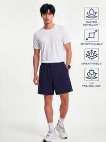 TekDrob Relaxed Bermuda With Elastic Waistband, Single Security Pocket And 2 Back Pockets - Navy Blue - View 4