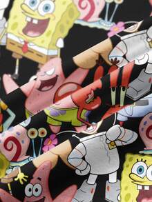 SpongeBob SquarePants | SHEIN Young Boy Casual Cartoon Pattern Round Neck Short Sleeve T-Shirt, Summer - White - View 8