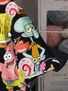 SpongeBob SquarePants | SHEIN Young Boy Casual Cartoon Pattern Round Neck Short Sleeve T-Shirt, Summer - White - View 6
