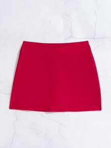 SHEIN Swim Beach For Women: Solid Color Elegant Casual Active Side Slit Beach Pants, Swimsuit Beach Shorts With Design For Summer Beach Vacation Red - Red - View 6