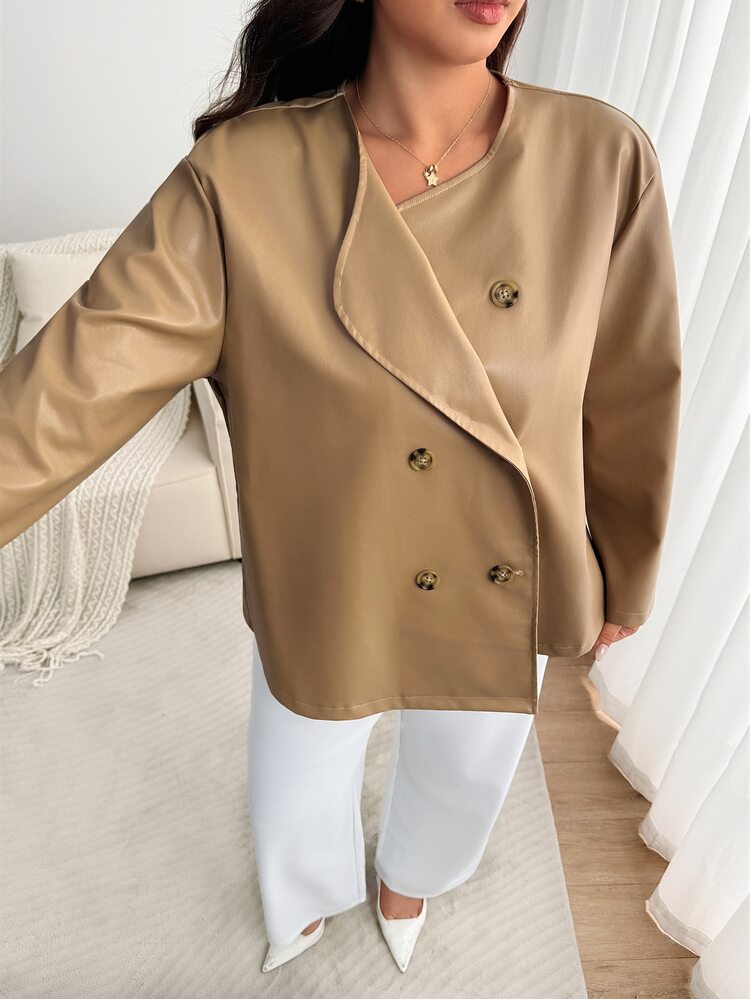 Enliva Plus Size Coats Women Fall Winter Jacket - Apricot - View 6