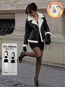 SHEIN Tall Women's Long-Sleeve Coral Fleece Jacket With Lining (Tall Sizes) – Autumn/Winter - Black - View 4