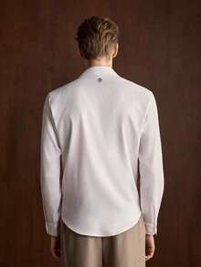 Manfinity CityGents 男士素色單排扣休閒長袖襯衫 - 白色 - 查看 3