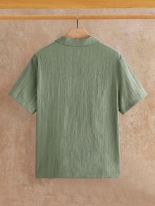 HIMLAND 1件男士極簡冰絲觸感短袖 Polo 衫，夏季款 - 軍綠色 - 查看 3