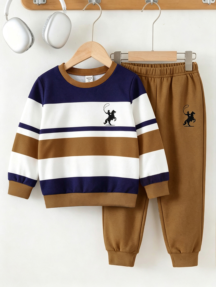 Baby Boy Casual Crew Neck Long Sleeve Colorblock Character Graphic Sweatshirt - Multicolor - View 3
