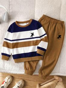 Baby Boy Casual Crew Neck Long Sleeve Colorblock Character Graphic Sweatshirt - Multicolor - View 1