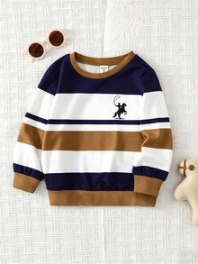 Baby Boy Casual Crew Neck Long Sleeve Colorblock Character Graphic Sweatshirt - Multicolor - View 4