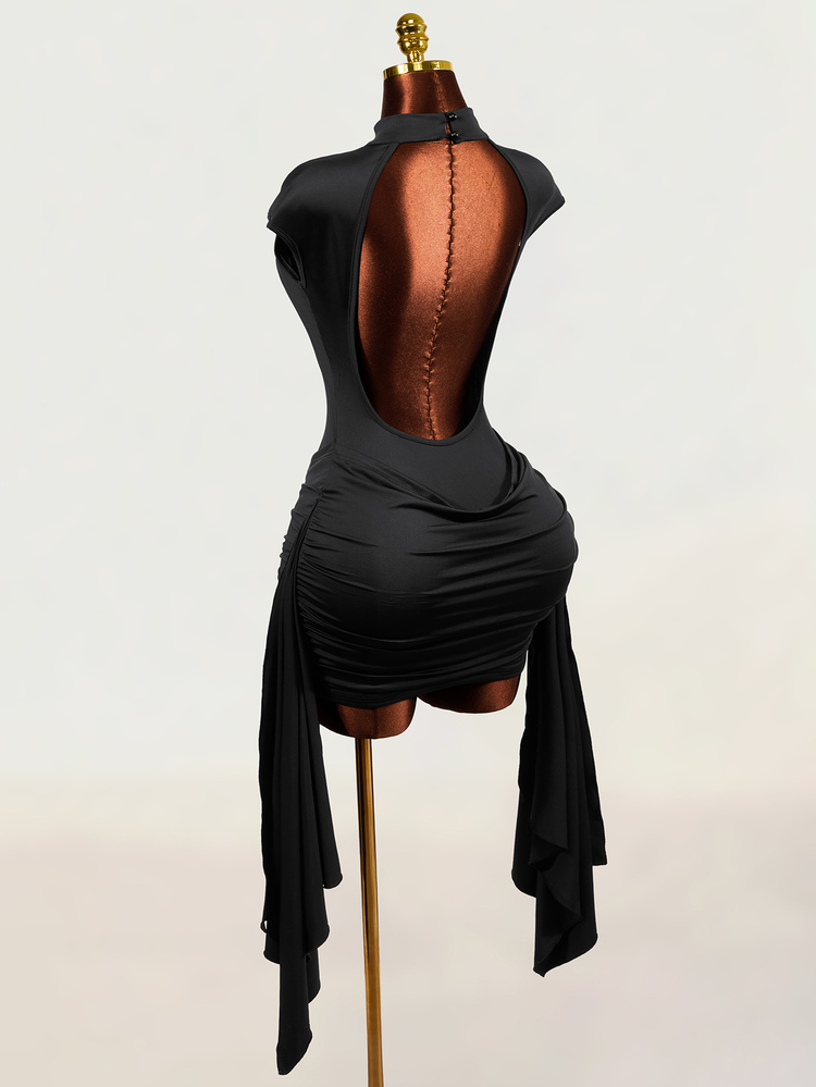 BamGleam New Y2K Sexy And Elegant Party Club Dress With Backless Pleated Graduation Dress,Black Dress Halloween Summer - Black - View 2
