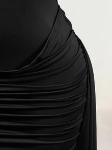 BamGleam New Y2K Sexy And Elegant Party Club Dress With Backless Pleated Graduation Dress,Black Dress Halloween Summer - Black - View 8